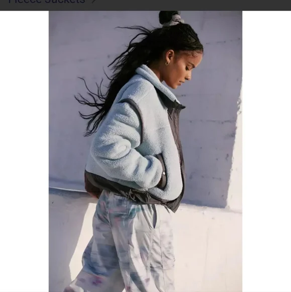 Free People Movement Cozy Ice Flow Blue Fleece Nylon Jacket - Picture 13 of 15
